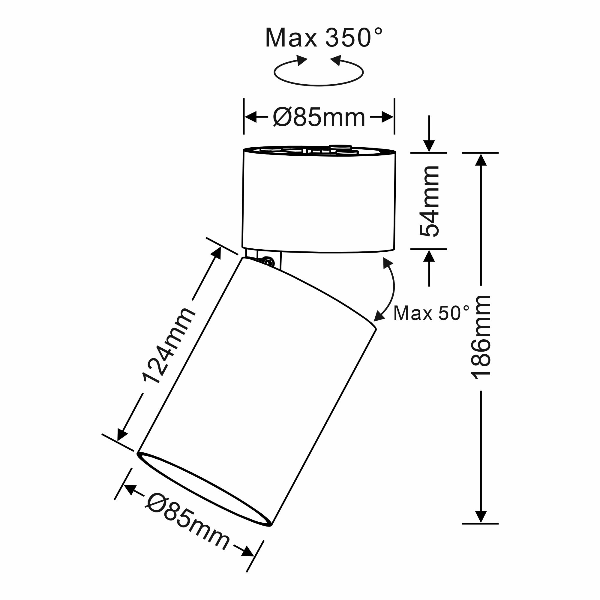 DL300164  Eos A 20, 20W Black & Black Surface LED Spotlight 1480lm 40° 3000K IP20